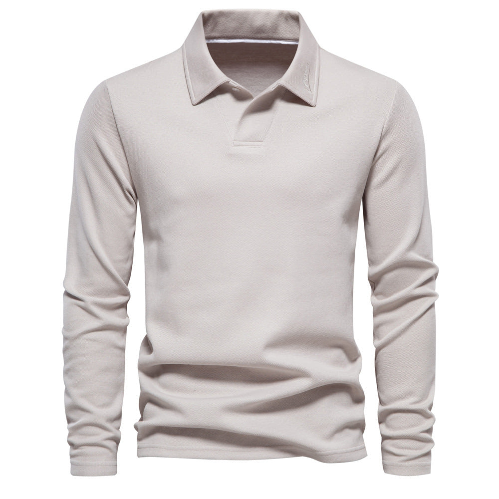 Basic Long-sleeved Polo Shirt, Herren