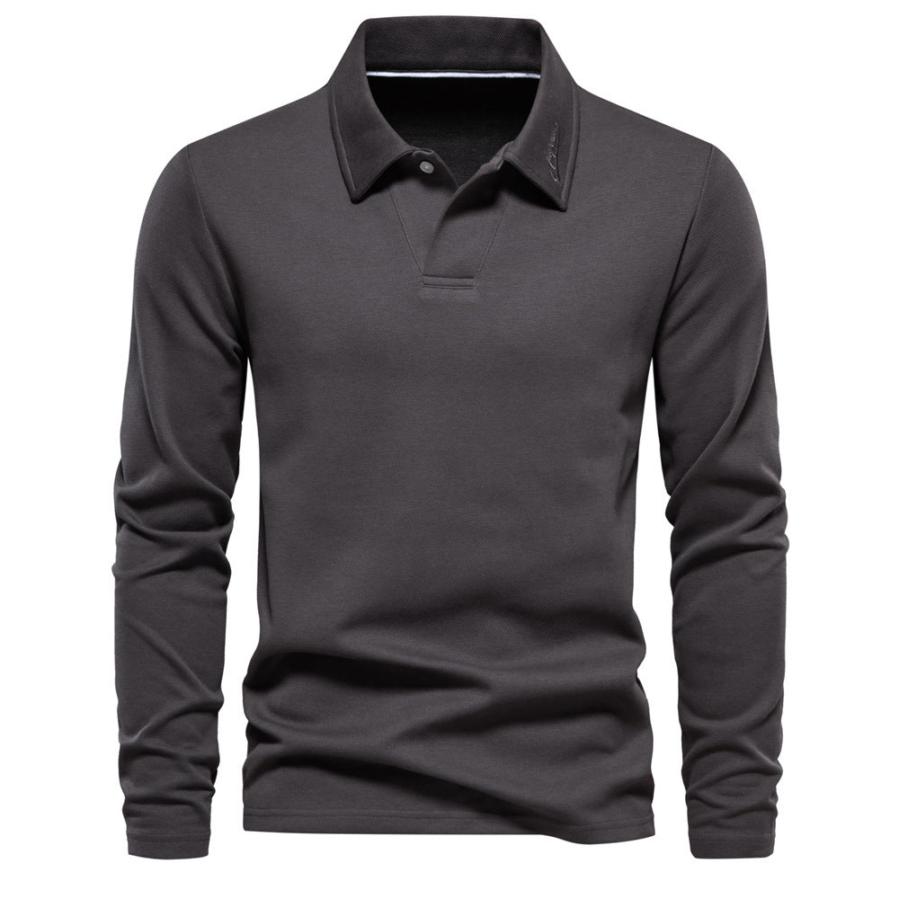 Basic Long-sleeved Polo Shirt, Herren