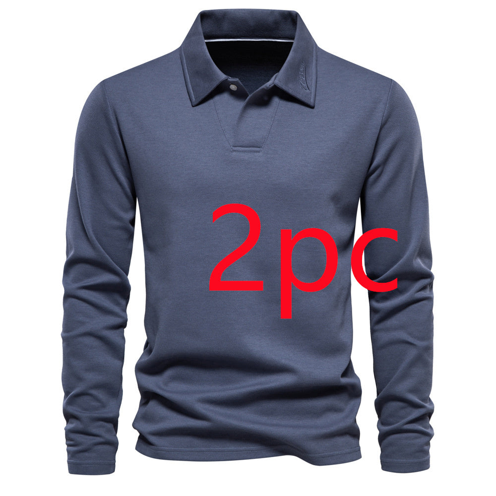 Basic Long-sleeved Polo Shirt, Herren