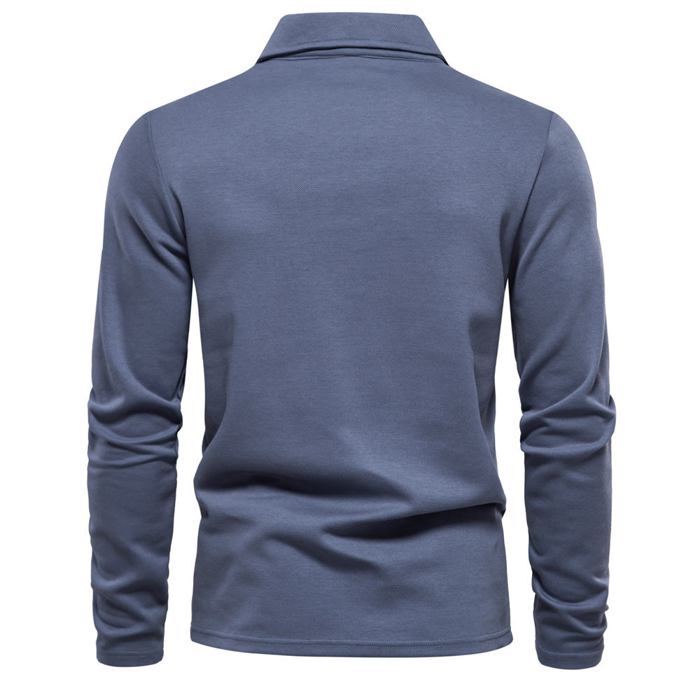 Basic Long-sleeved Polo Shirt, Herren