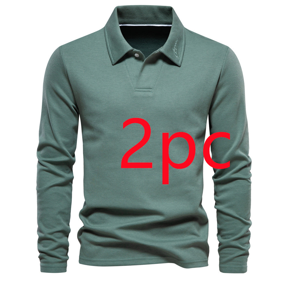 Basic Long-sleeved Polo Shirt, Herren