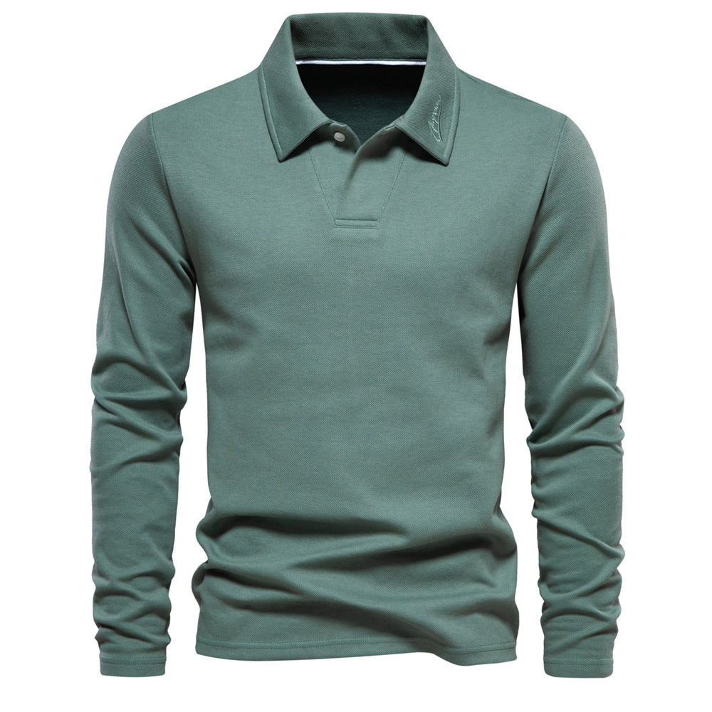 Basic Long-sleeved Polo Shirt, Herren