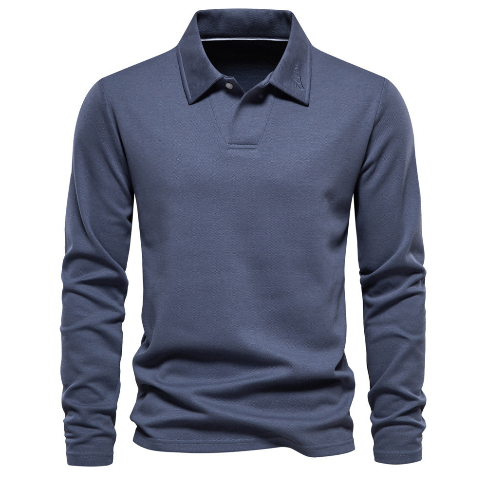 Basic Long-sleeved Polo Shirt, Herren