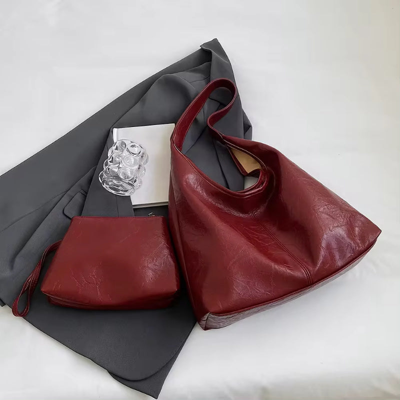 Damenhandtasche aus Leder im Vintage-Design, mit kleiner Innentasche