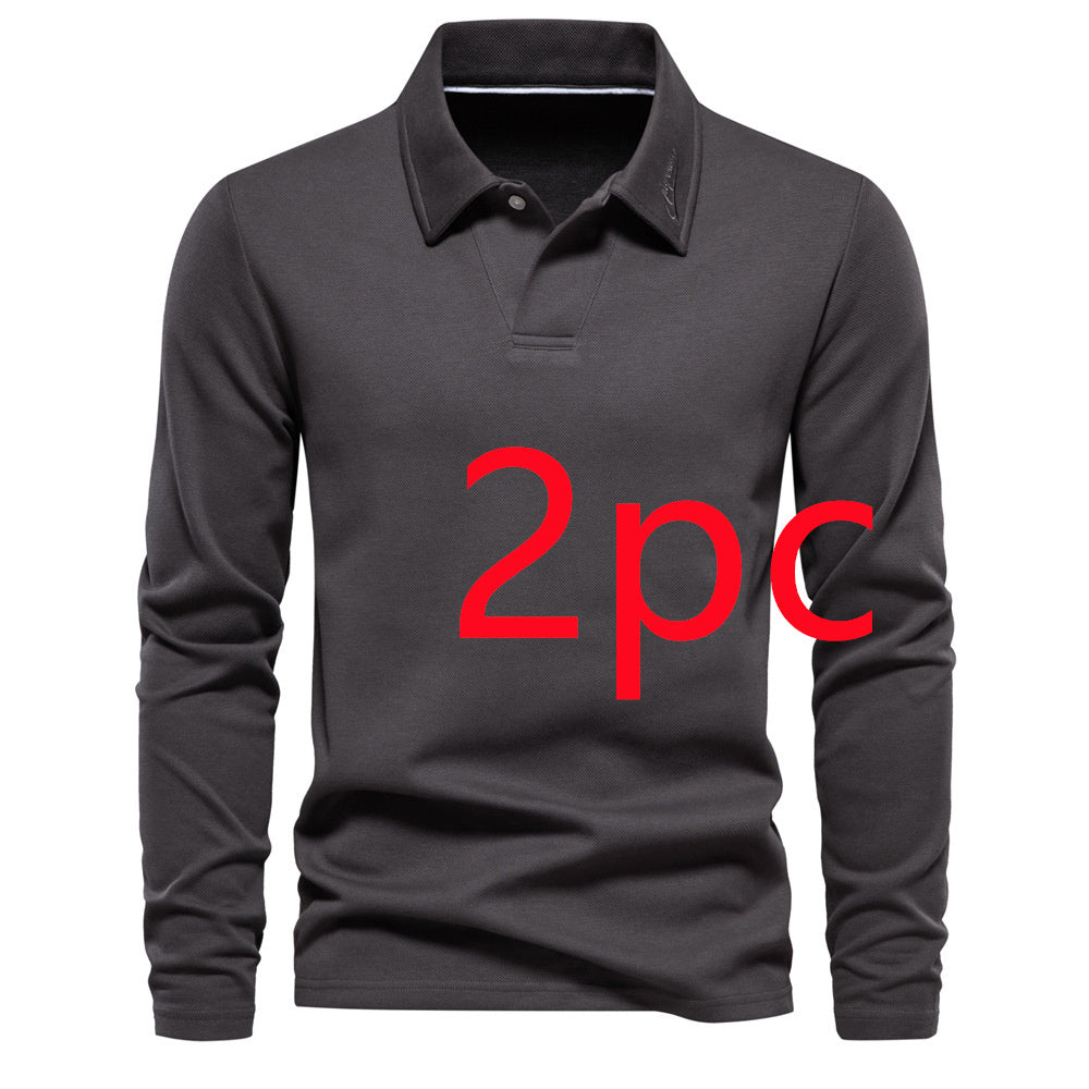 Basic Long-sleeved Polo Shirt, Herren